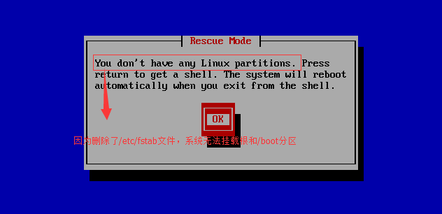 CentOS6删除/etc/fstab和/boot后恢复